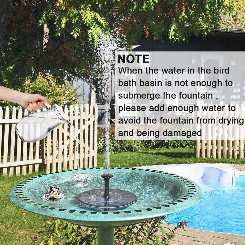 LAWOHO Solar Fountain for Bird Bath, Solar Powered Fountain Pump 1.5W Solar Water Fountain Floating Birdbath Water Pumps for Garden, Patio, Pond and Pool - Image 4
